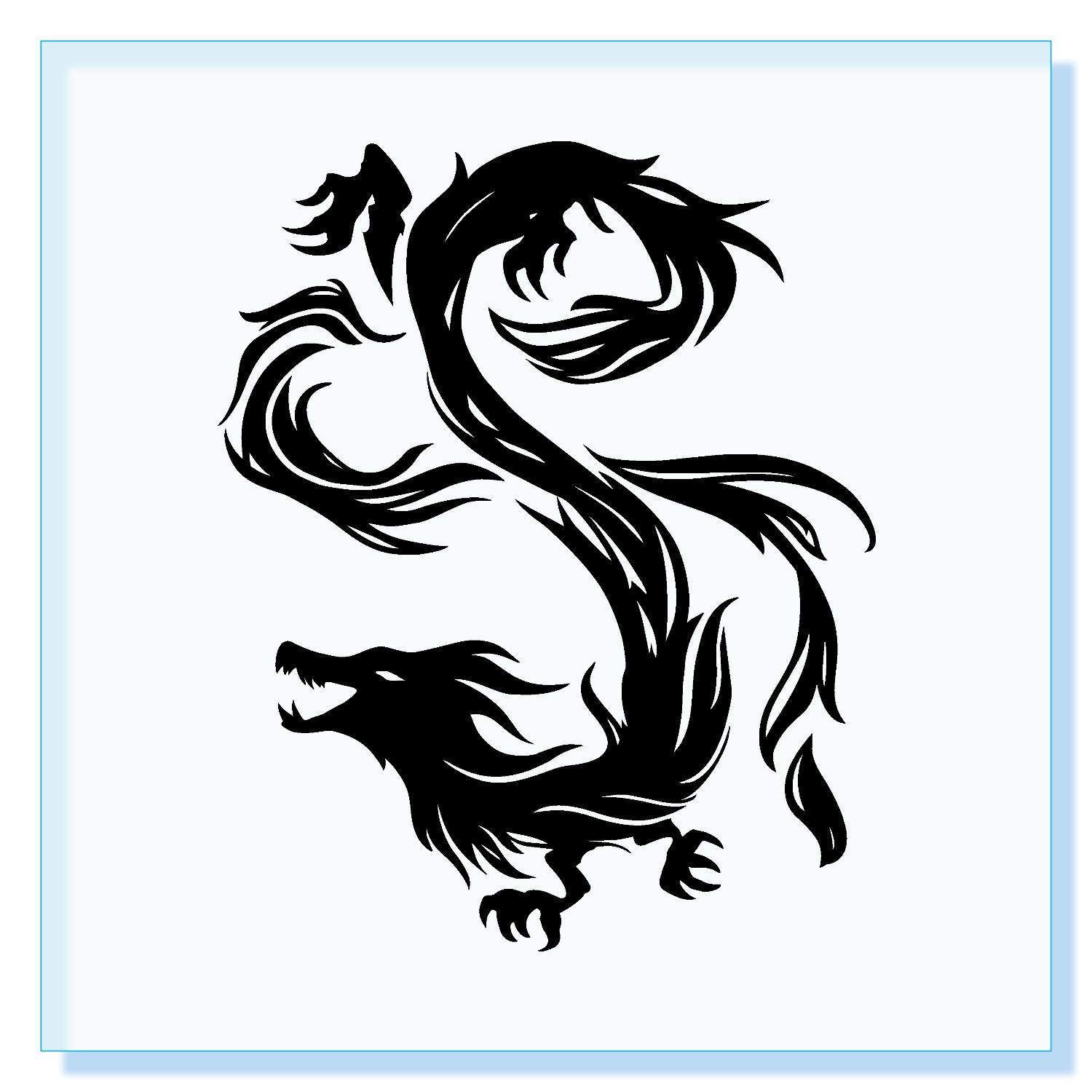 シンプルでクールなドラゴンのマーク アクリルブロック (100 x 100mm)