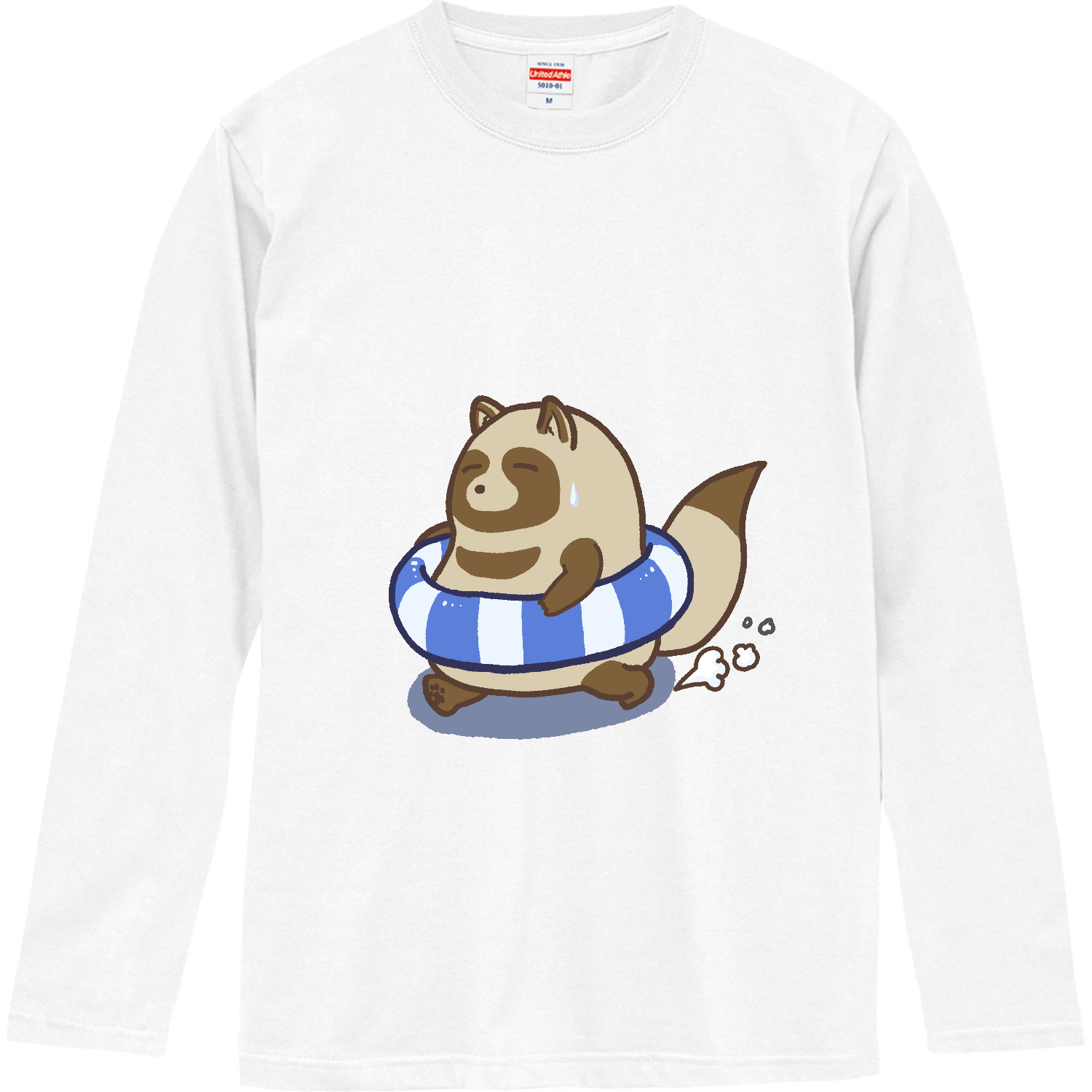 浮き輪を持つたぬき 長袖Tシャツ｜殻岸 - オリラボマーケット