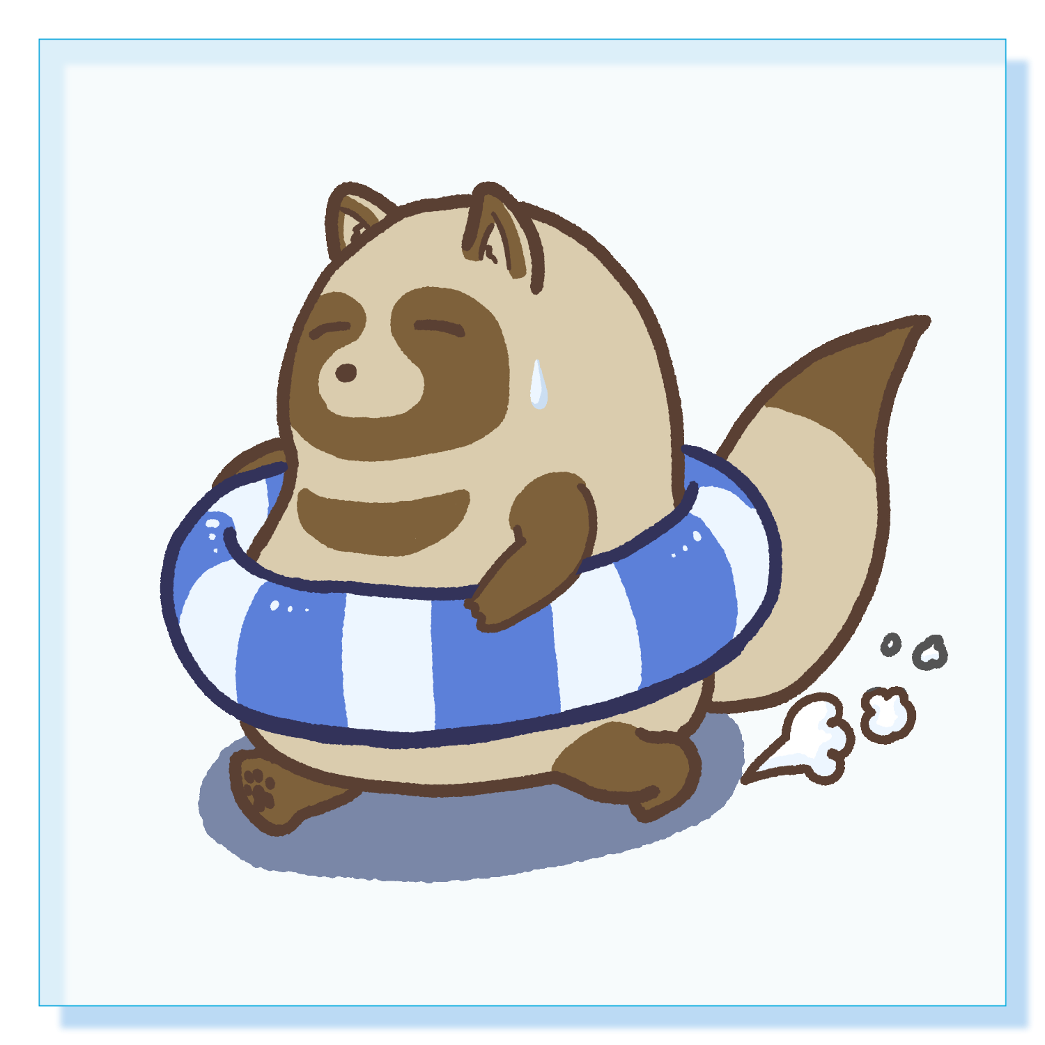 たぬきさん♡ヒヨコ浮き輪 浮き輪を持つたぬき パネル｜殻岸 - オリラボマーケット