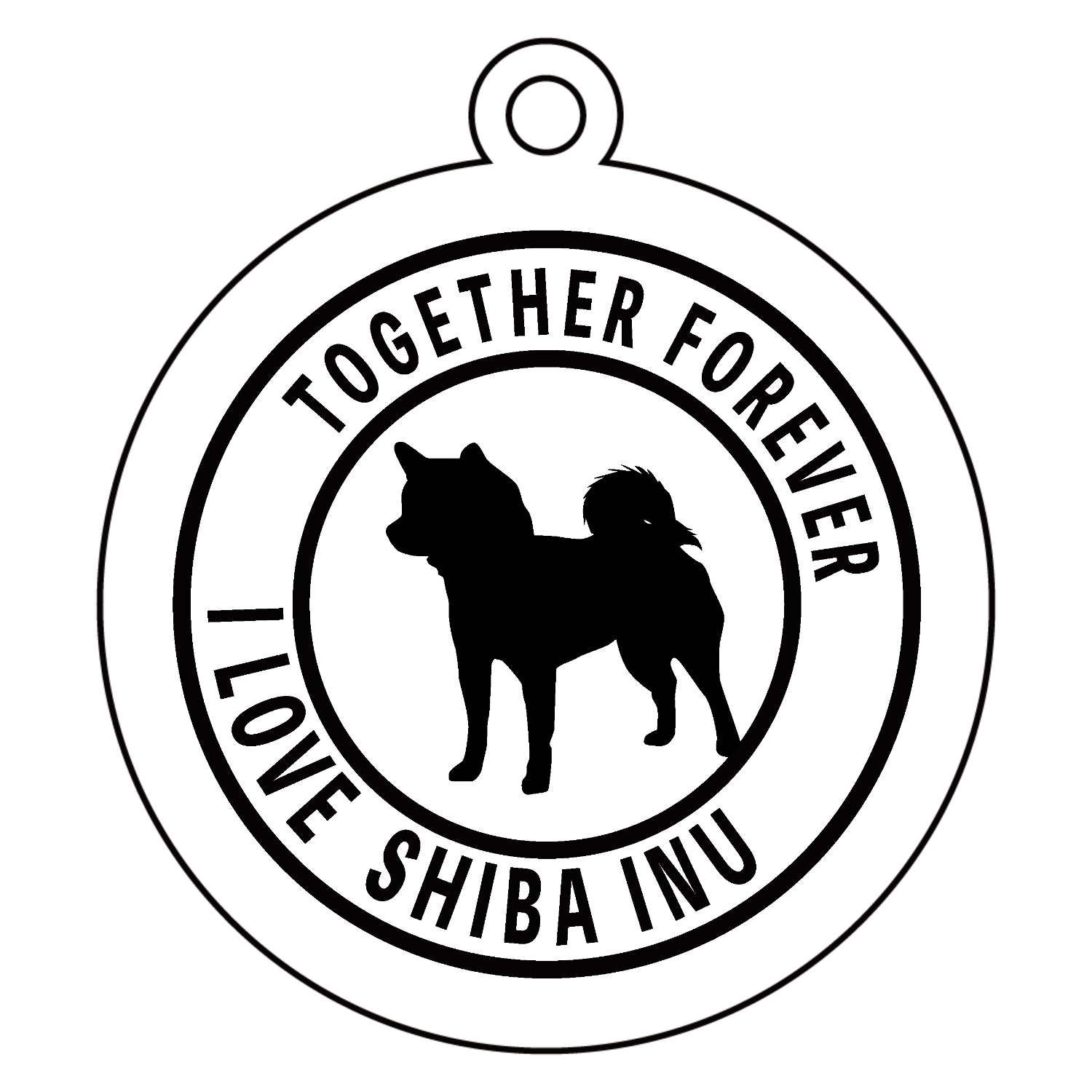 柴犬のシンプルマークロゴ アクリルキーホルダー　丸型 (6cm)