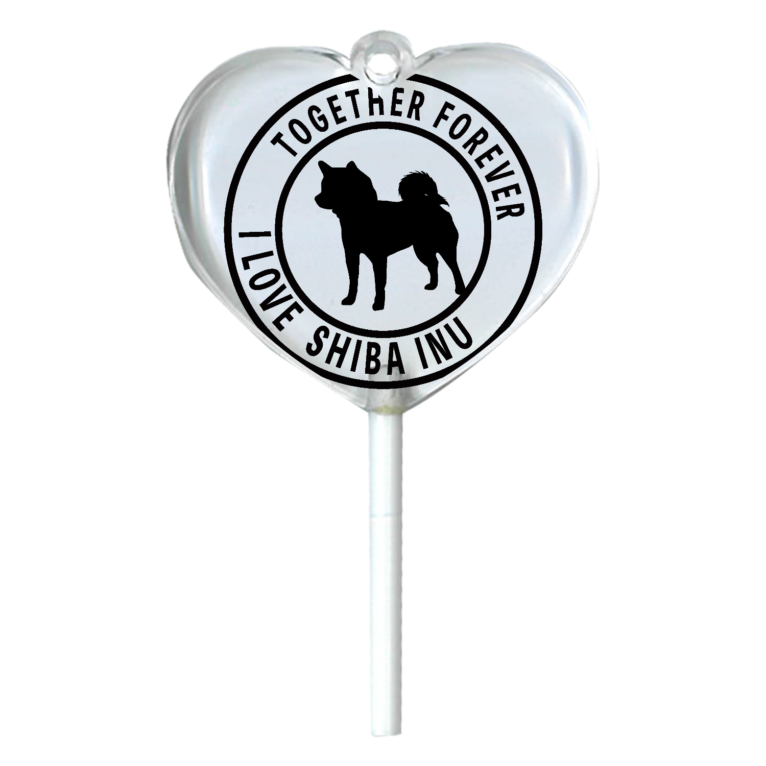 柴犬のシンプルマークロゴ ハートキャンディアクリルチャーム