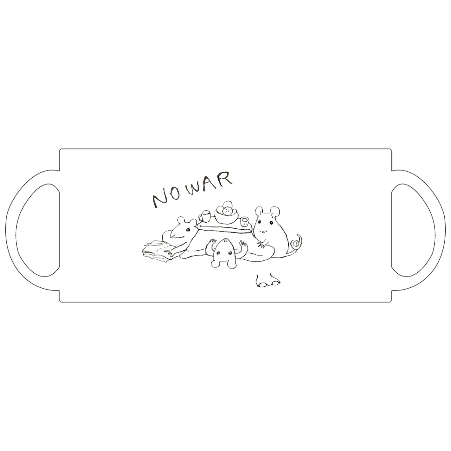 NOWARねずみ　だんらん図定番マグカップ1