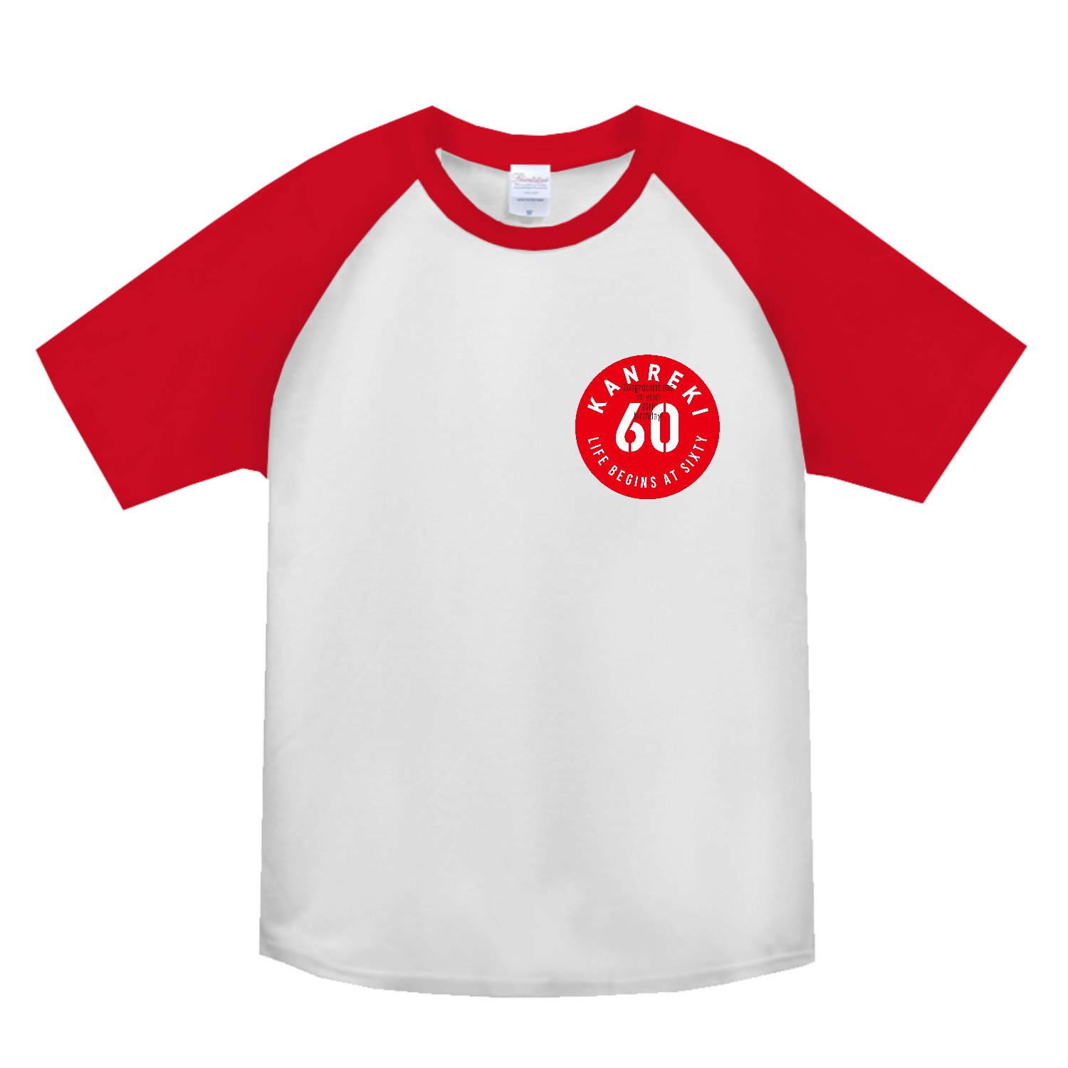 KANREKI・60・還暦・円形 ヘビーウェイトラグランＴシャツ