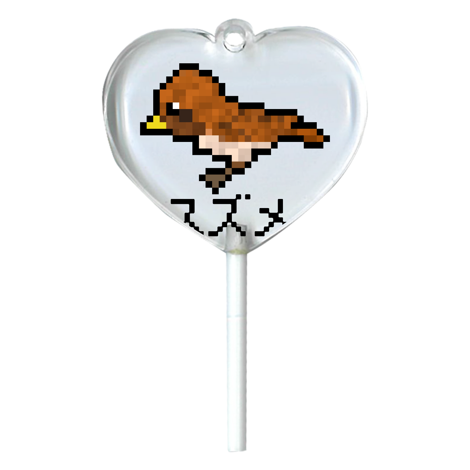 可愛いスズメのドット絵 ハートキャンディアクリルチャーム