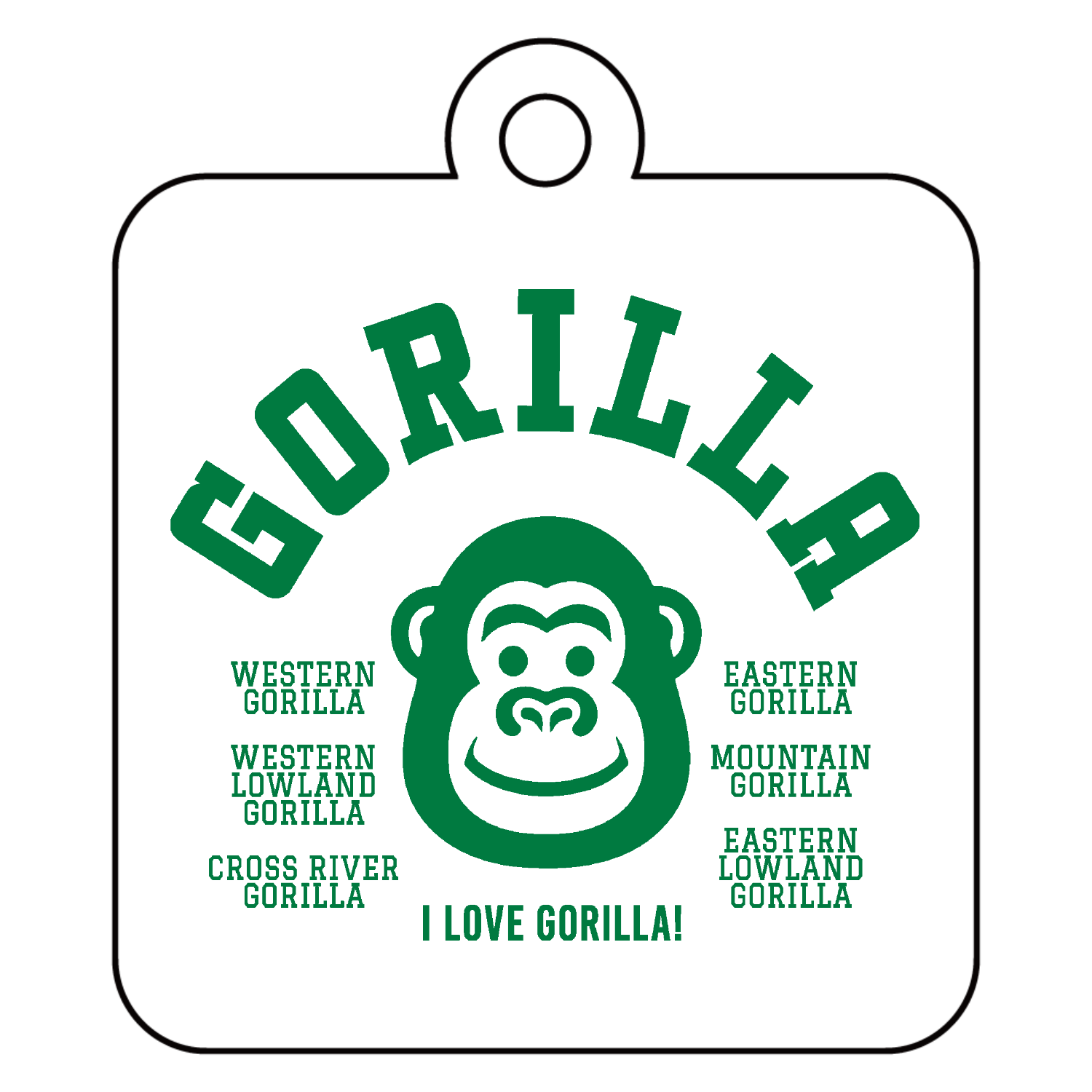 GORILLA ゴリラ大好き 3 アクリルキーホルダー　四角型 (4cm)