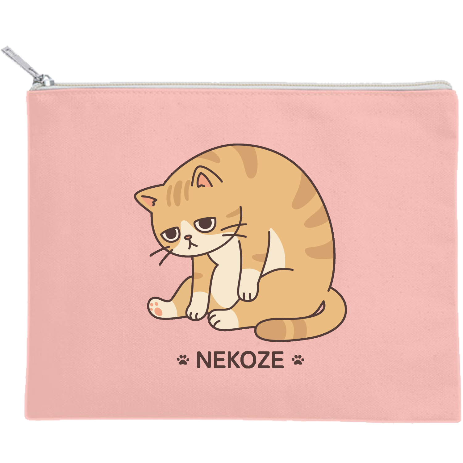 【NEKOZE】 キャンバスポーチ（M）【白プリント有】