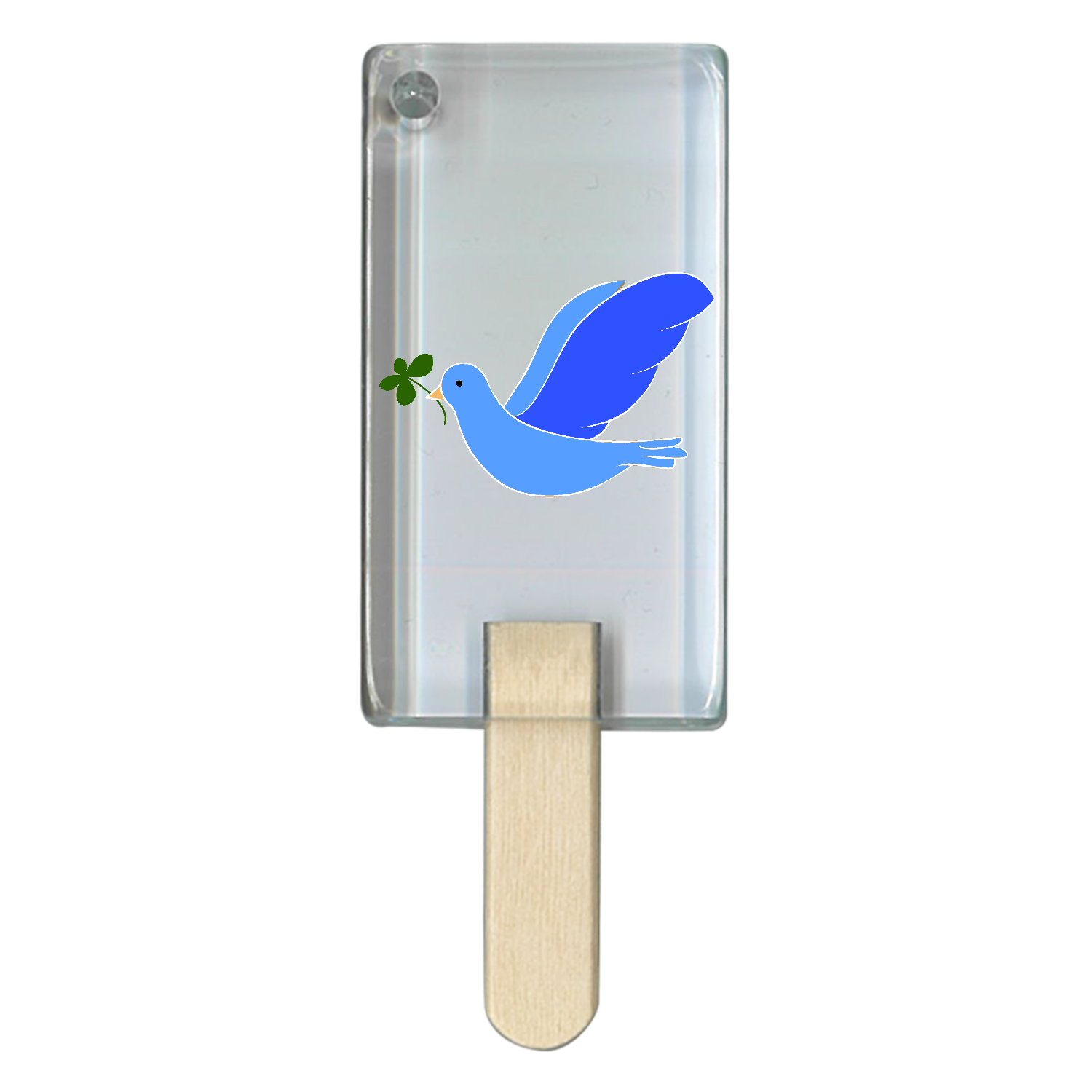 四葉のクローバーと蒼鳥 キーホルダー｜チコデザ - オリラボマーケット