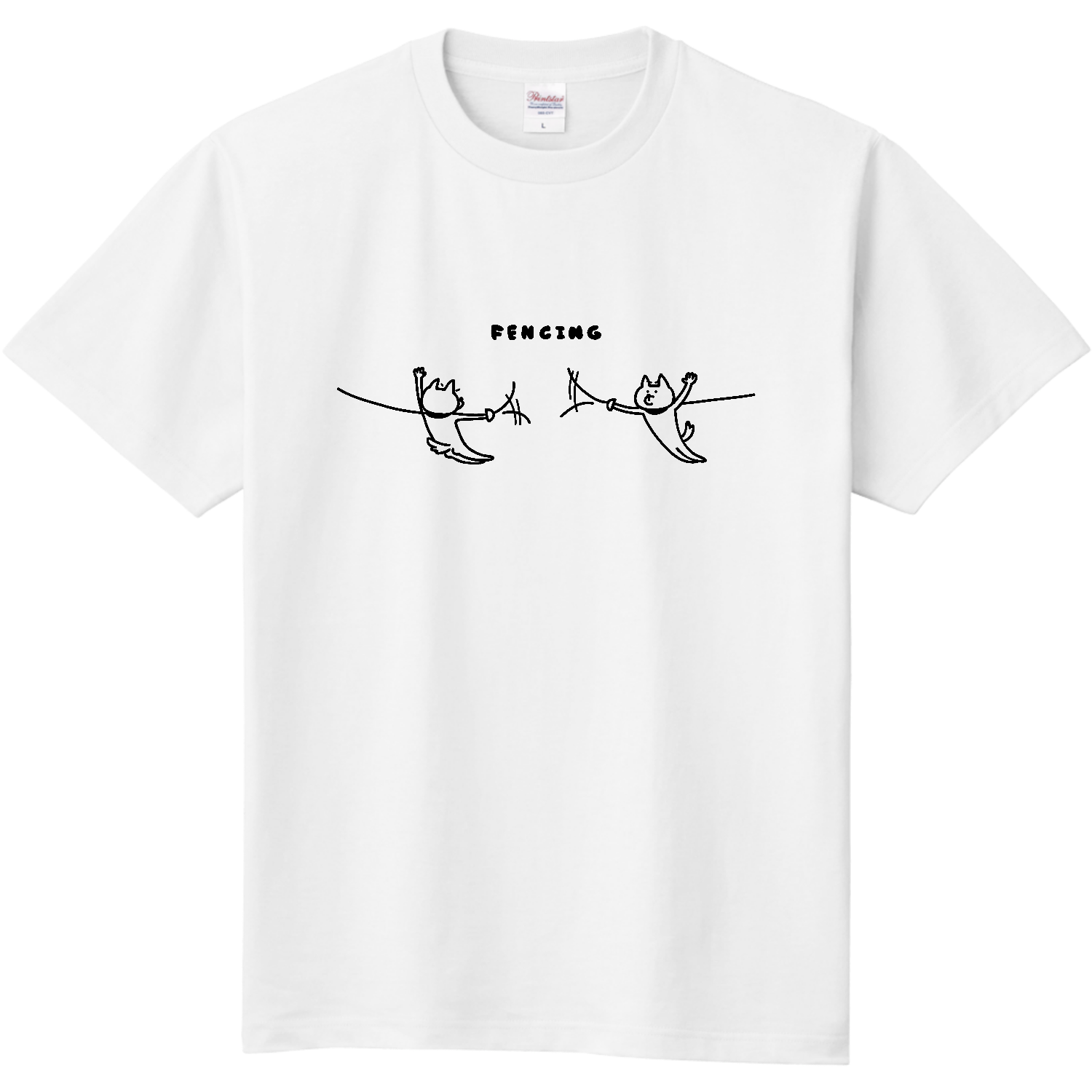 フェンシング　・リードにつながれた犬 定番Ｔシャツ