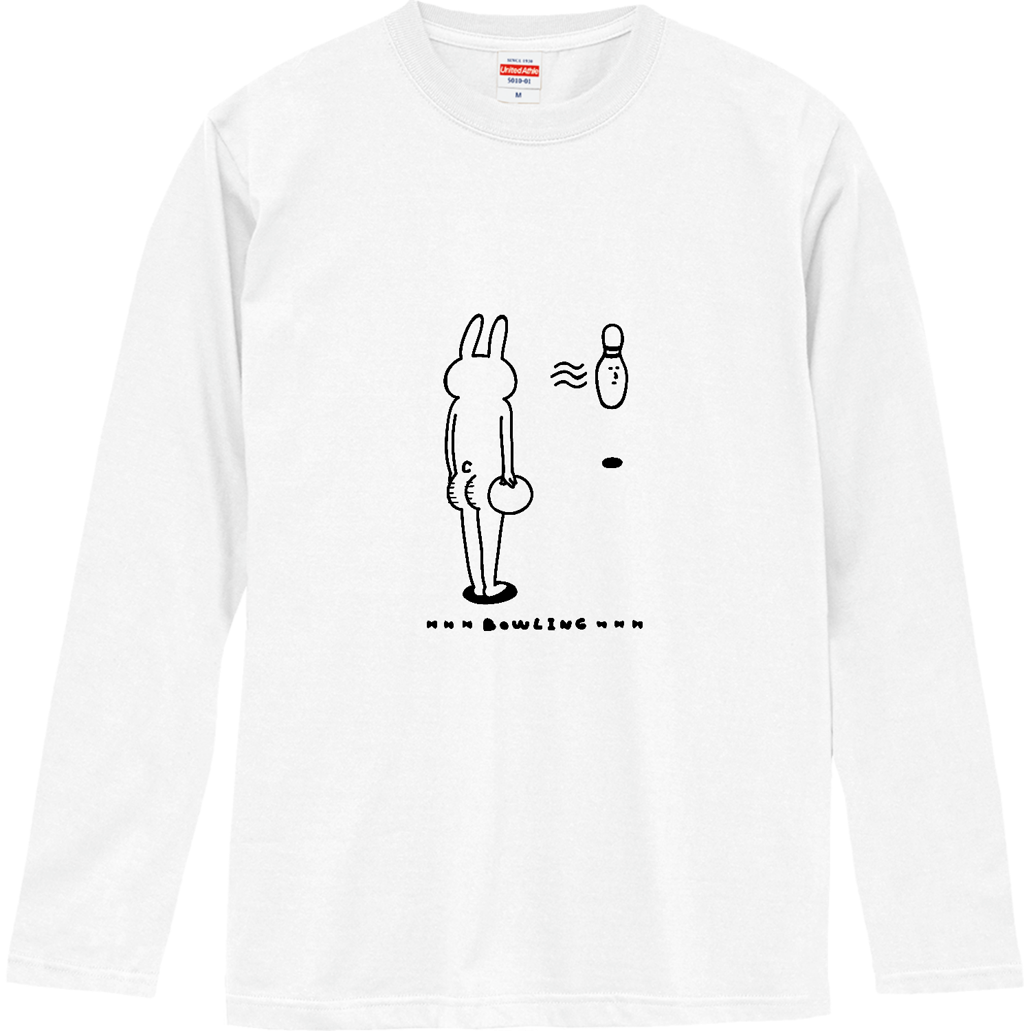 ボウリング　・どこかへ行くボウリングのピン ロングスリーブTシャツ