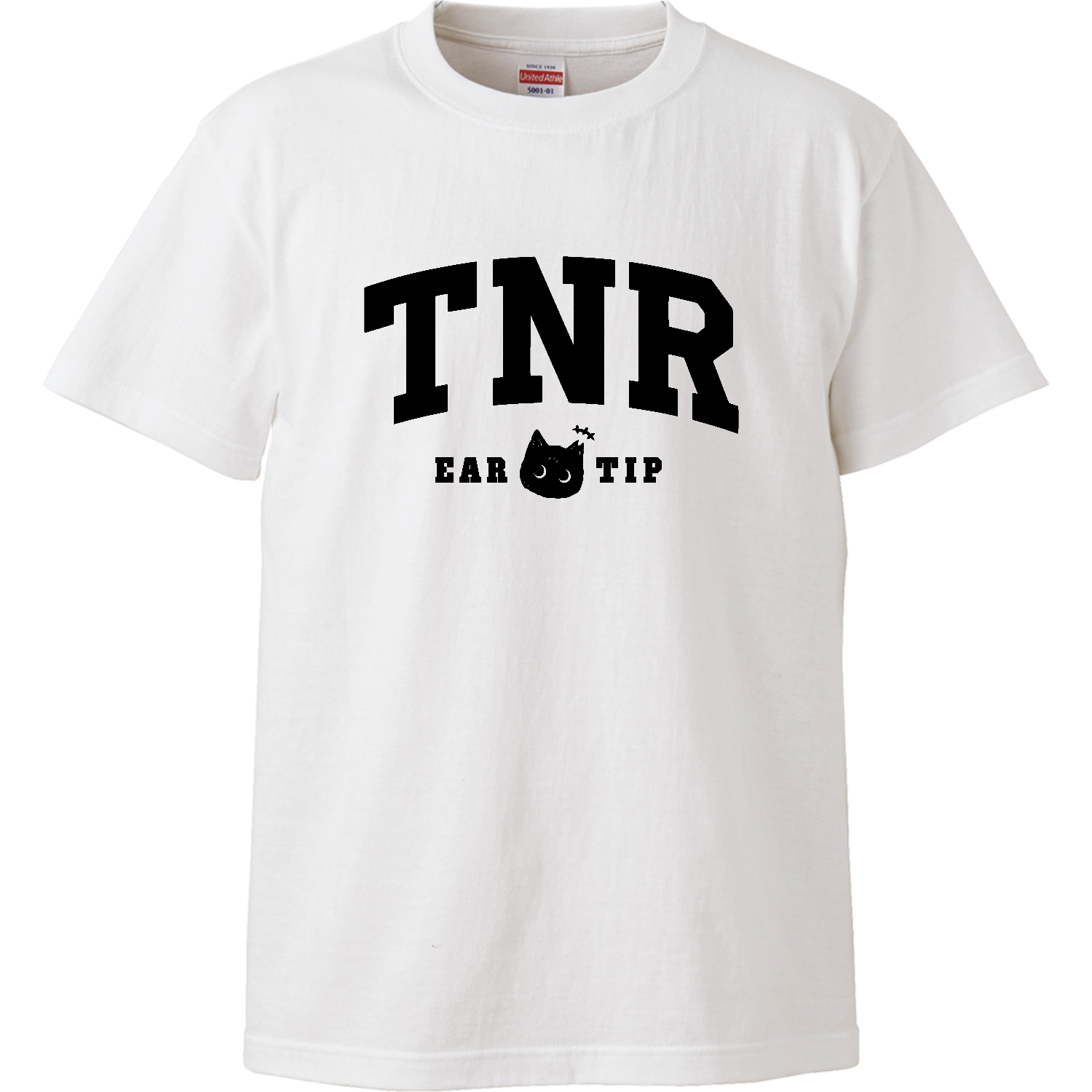 TNR活動 さくらねこ カレッジ風 BKハイクオリティーTシャツ1