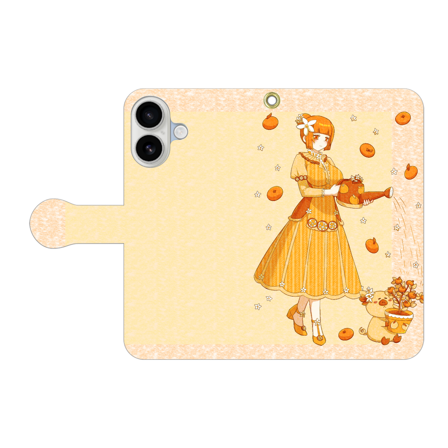 みかんちゃんのスマホケース 手帳型ベルト付きiPhone17