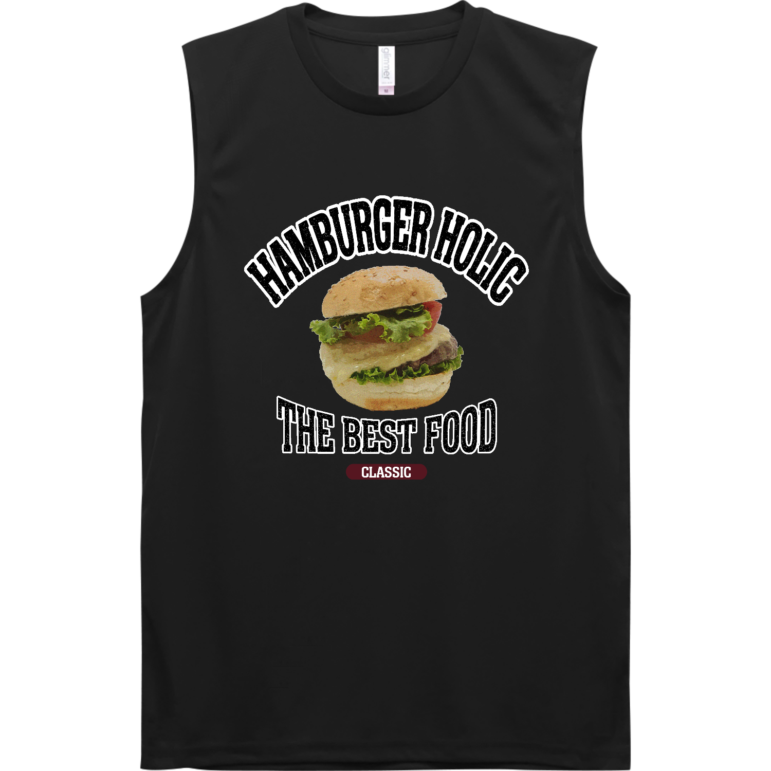ハンバーガー（ビンテージ風） インターロックドライノースリーブ
