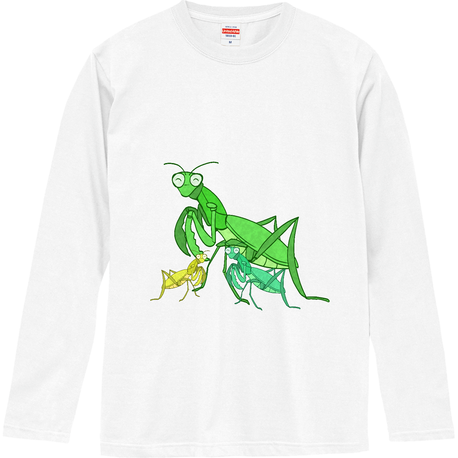 可愛いカマキリ親子のイラスト 長袖Tシャツ｜チコデザ - オリラボ