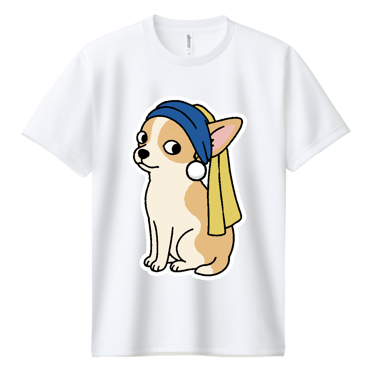 真珠の耳飾りのチワワ【名画パロディー・犬】 Tシャツ｜オノマトピア
