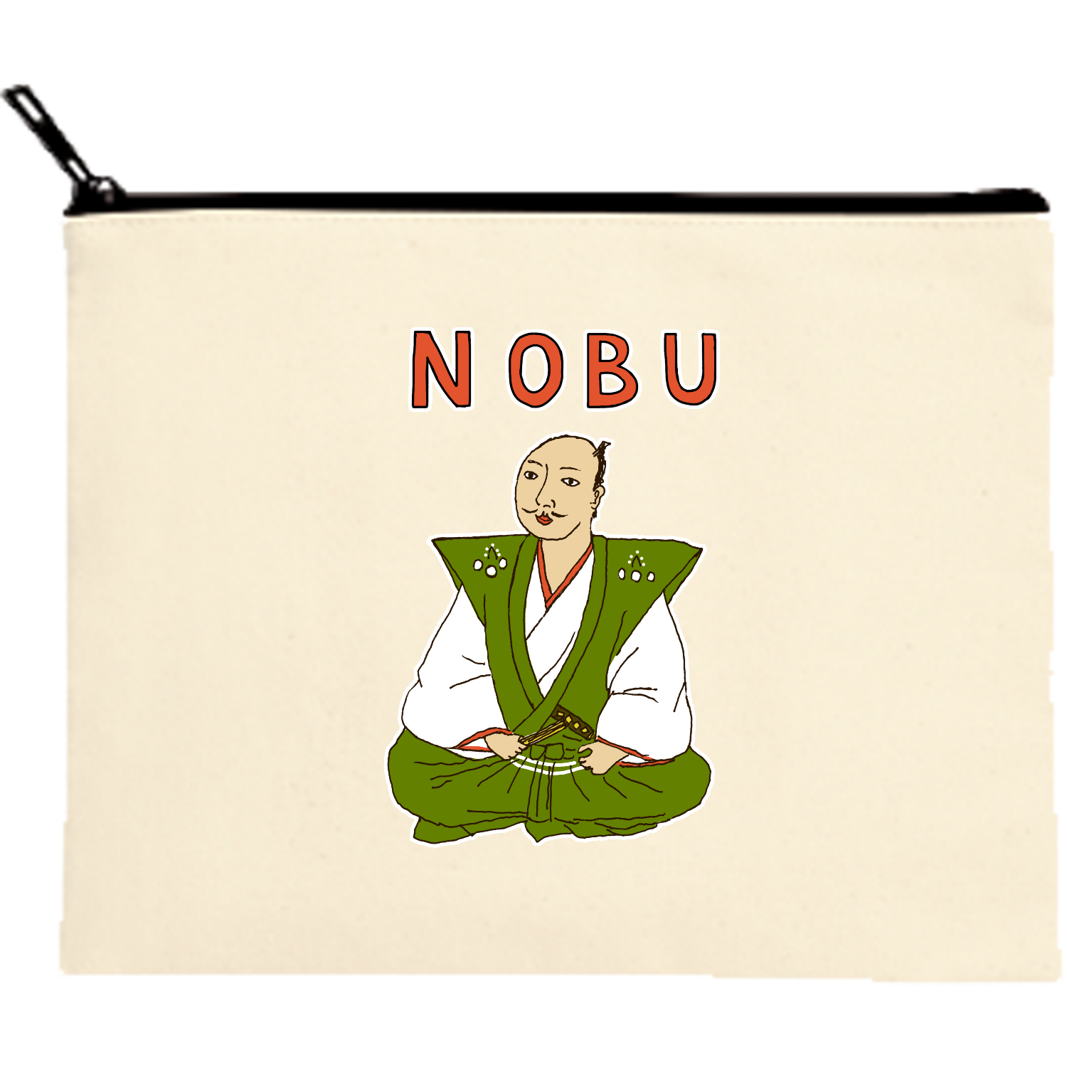 ノブ専用デザイン「NOBU」 キャンバスポーチ（M）【白プリント有】