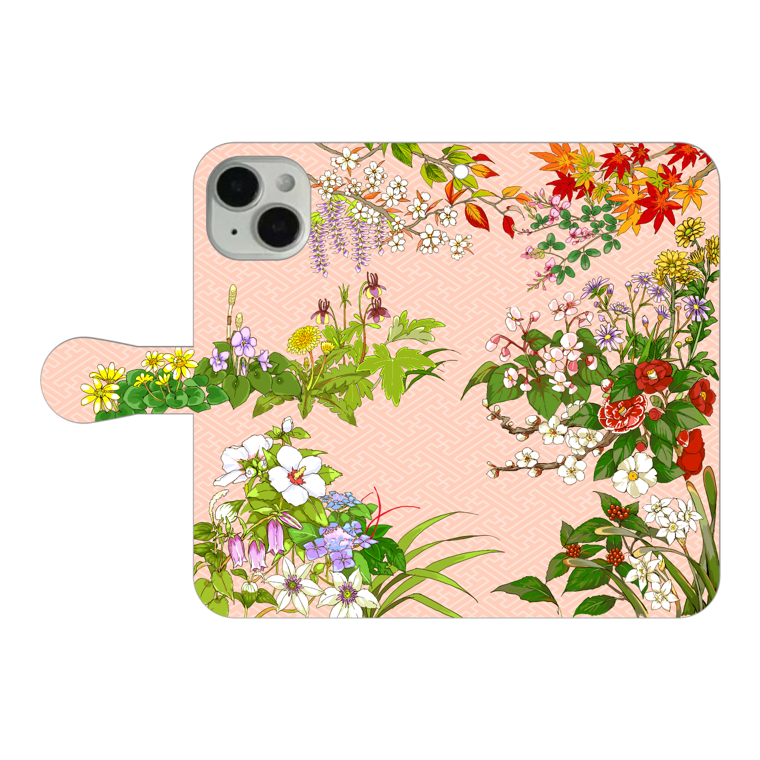 【アイテム変更可能】和風花柄スマホケース iPhone14 手帳型スマホケース