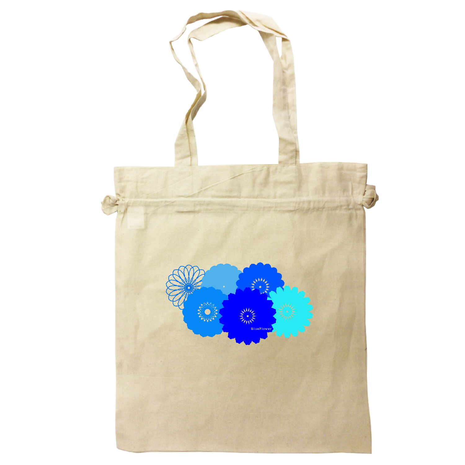 BlueFlower オーガニックコットンガゼット巾着トート