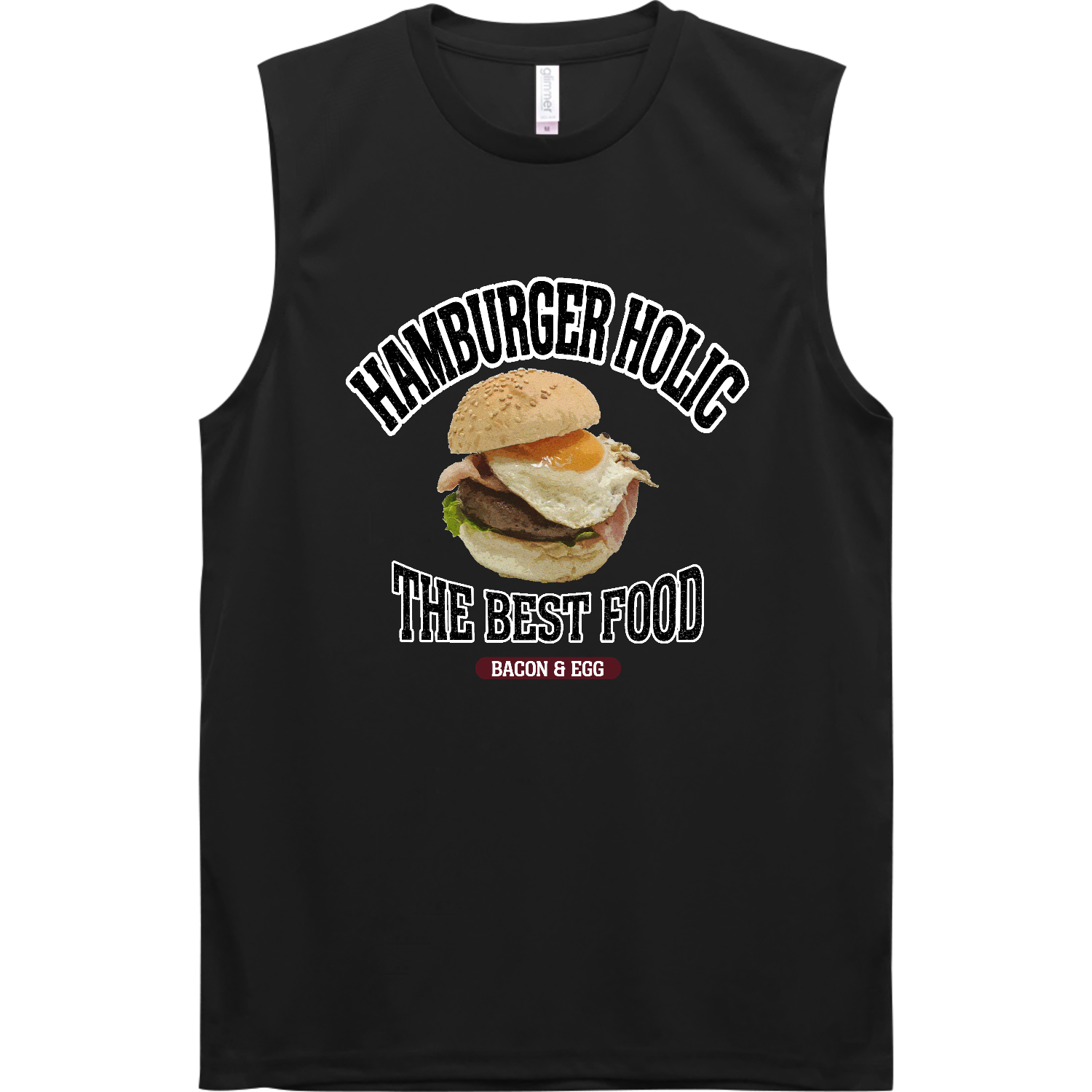 ベーコン＆エッグバーガー（ビンテージ風） インターロックドライノースリーブ