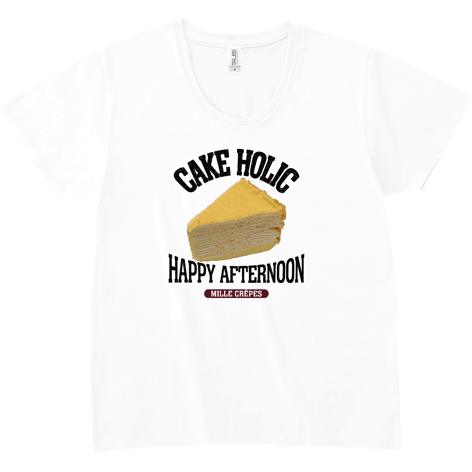 ミルクレープ（ビンテージ風） スリムフィット UネックTシャツ