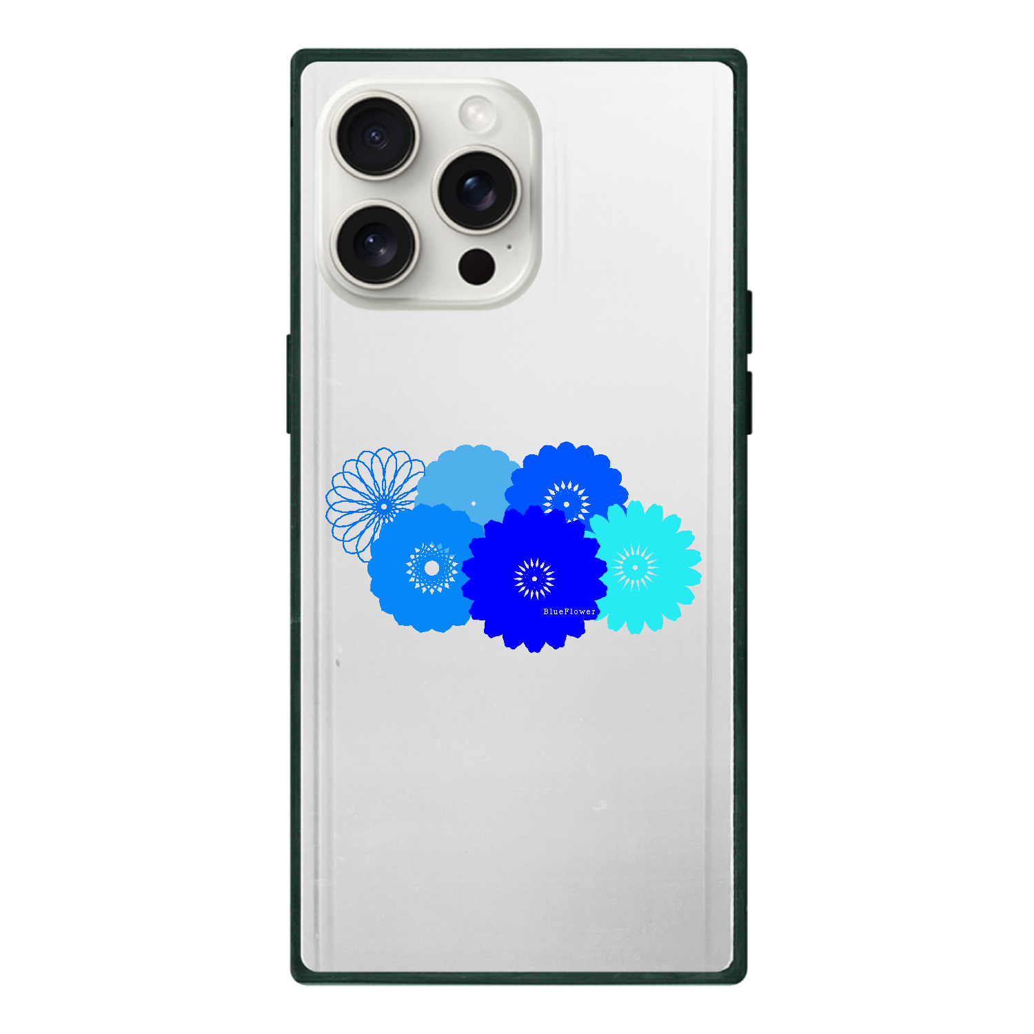BlueFlower iPhone15ProMax 背面強化ガラス(スクエア)
