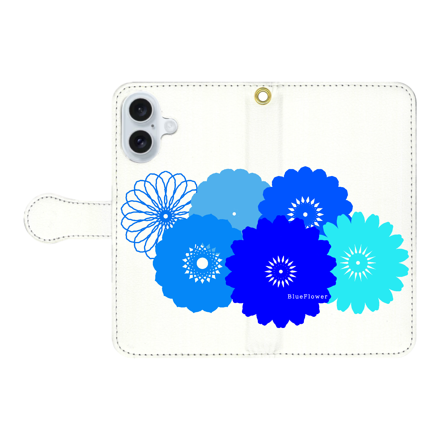 BlueFlower iPhone16 手帳型スマホケース