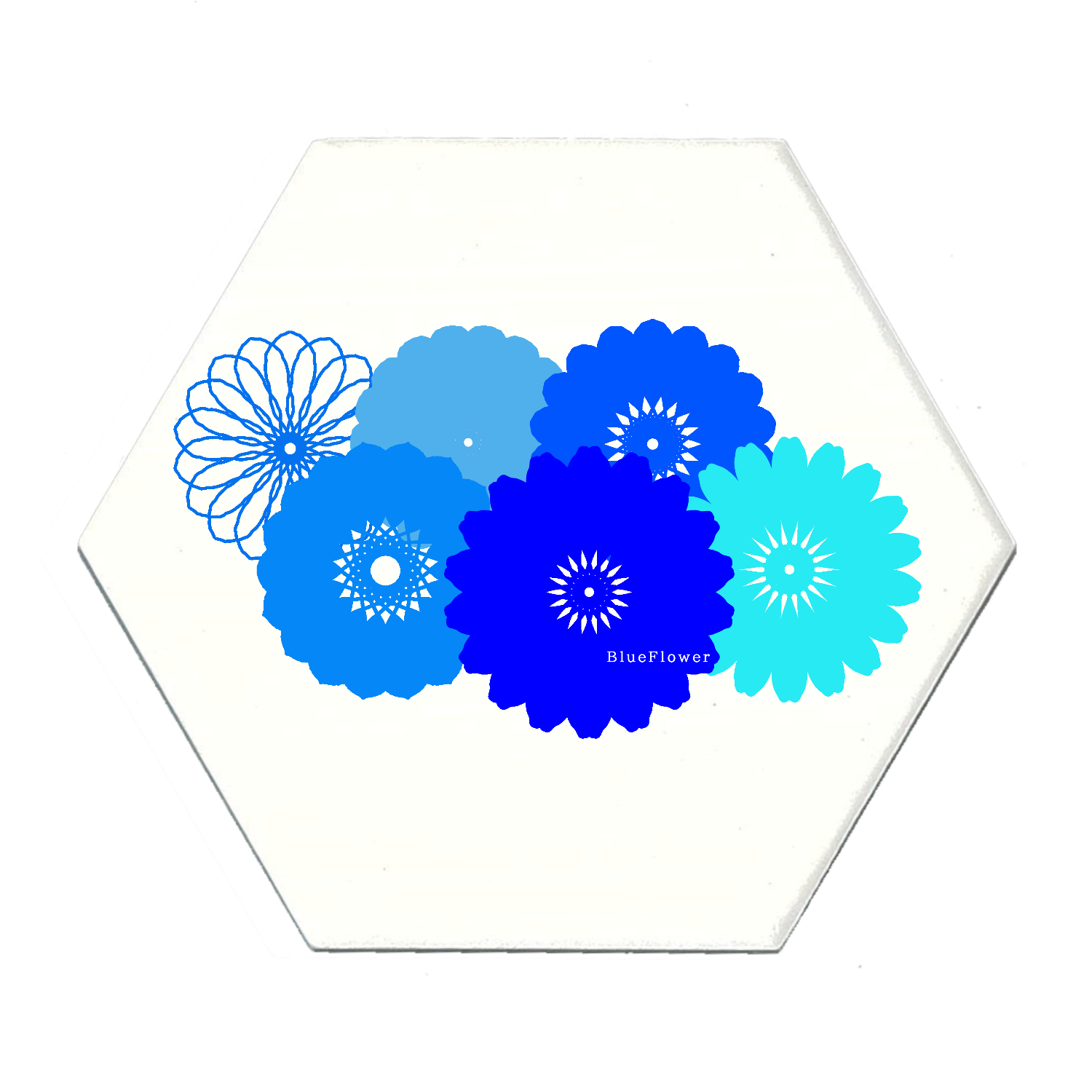 BlueFlower 白雲石入り吸水コースター　六角