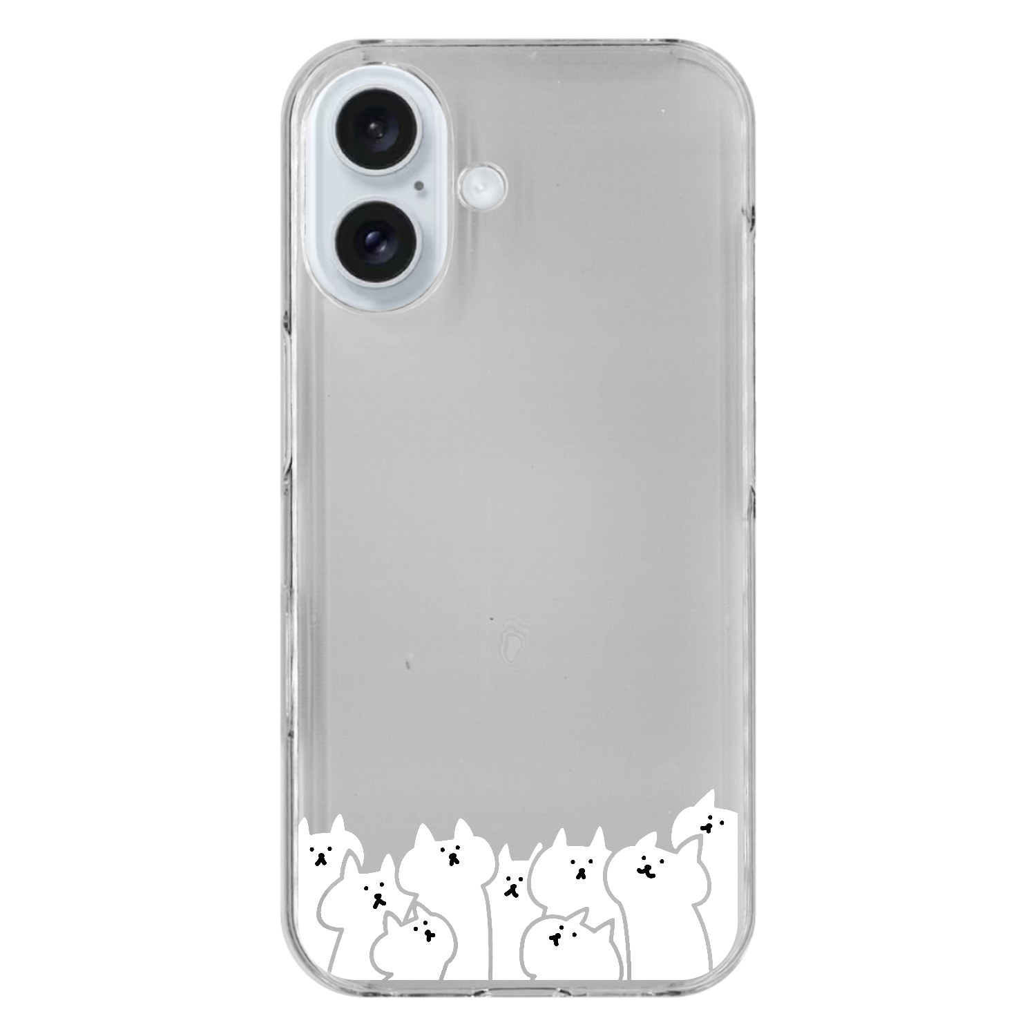 白猫が注目・クリアケース用 iPhone16 (透明)(ハードケース)
