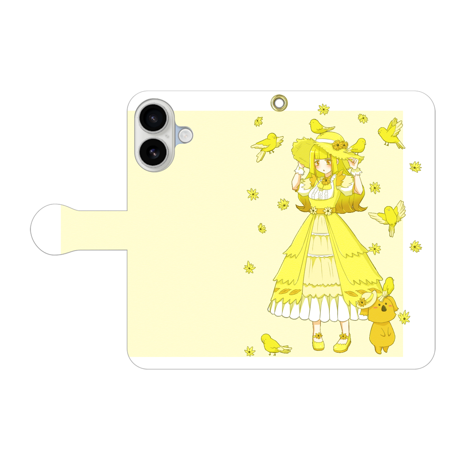 カナリアちゃんのスマホケース 手帳型ベルト付きiPhone17