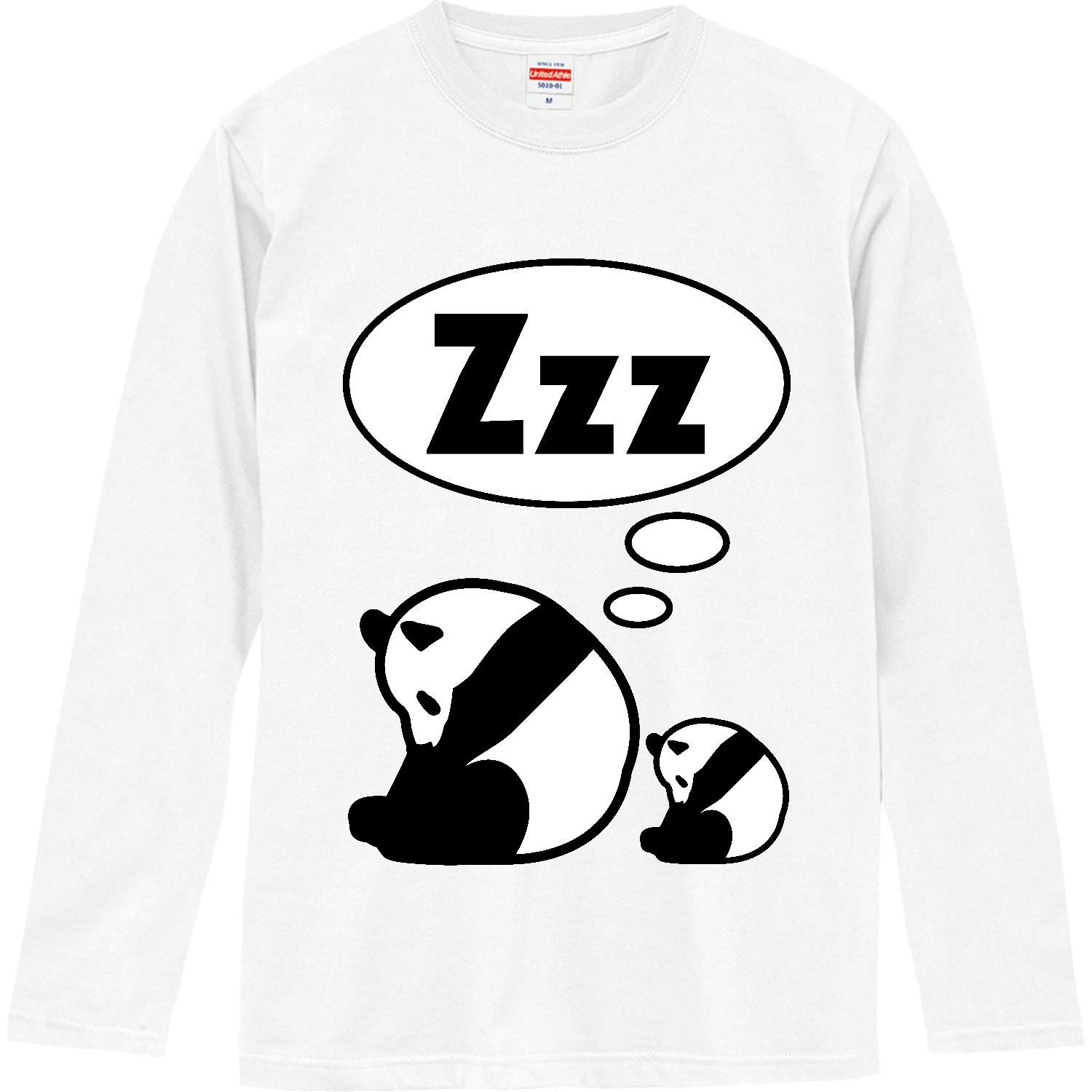 Zzzパンダ 2頭 ロングスリーブTシャツ