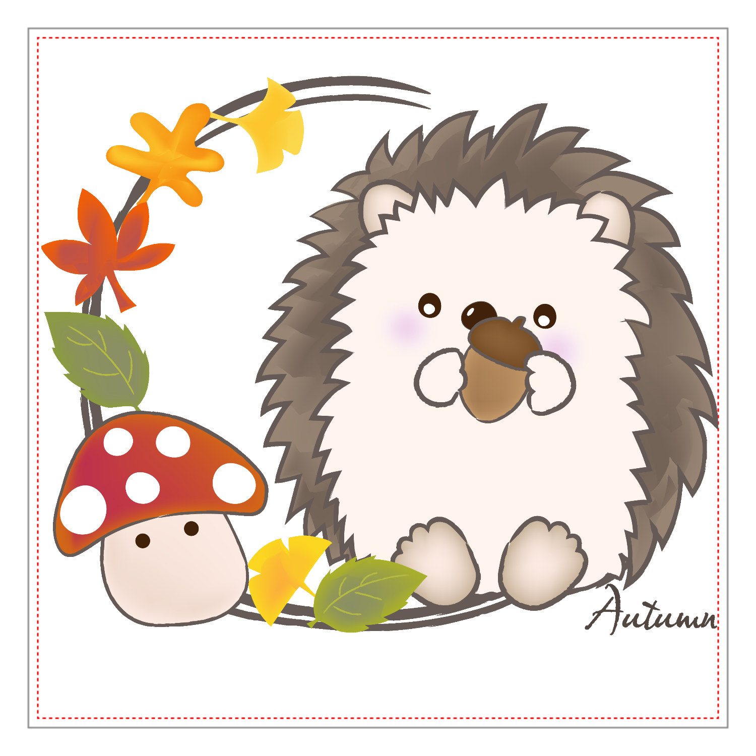 スーちゃんとハリネズミさん ハリネズミさんと秋 パネル｜sari's - オリラボマーケット