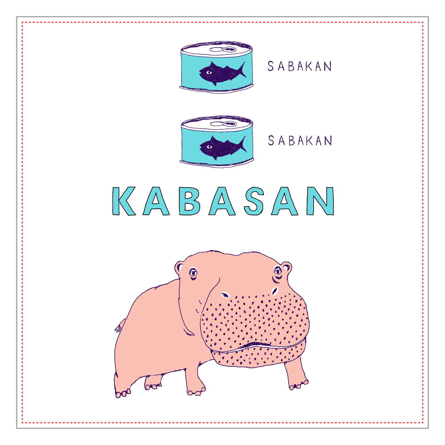 ユーモアデザイン「サバ缶、鯖缶、カバさん」アクリルブロック1