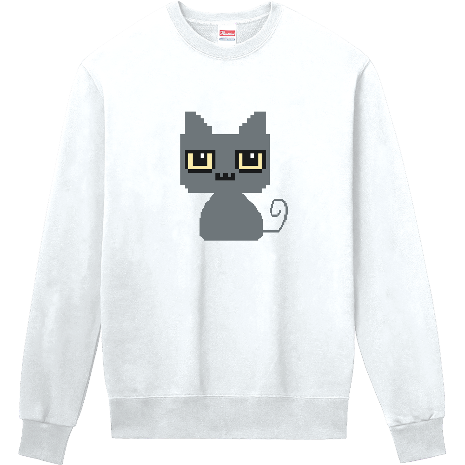 瞑想ねこ　グレー黒猫(〃ω〃) くすみ色 ねこ（ドット）グレー スウェット・ジャージ｜achu - オリラボマーケット