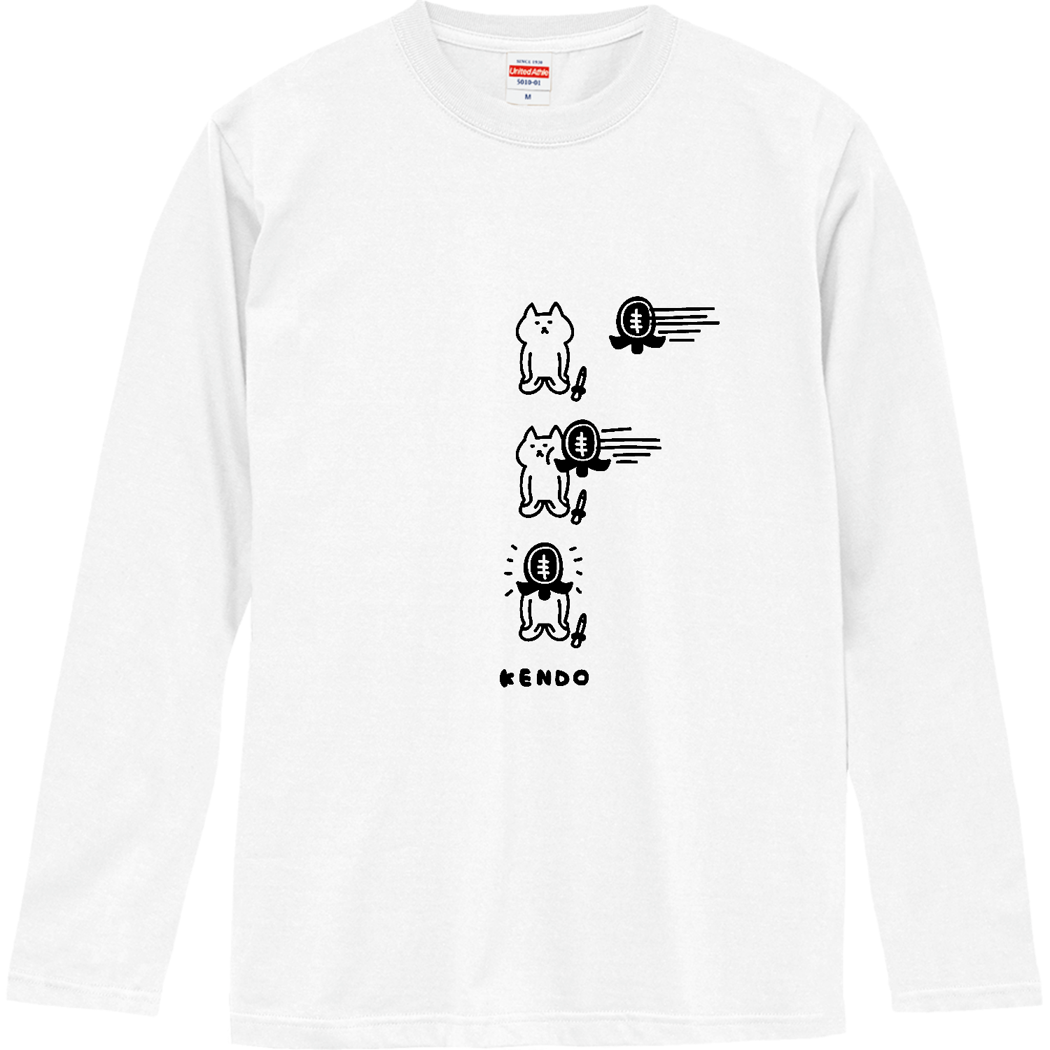 やわらかいネコを持ち上げる 長袖Tシャツ｜オワリ - オリラボマーケット
