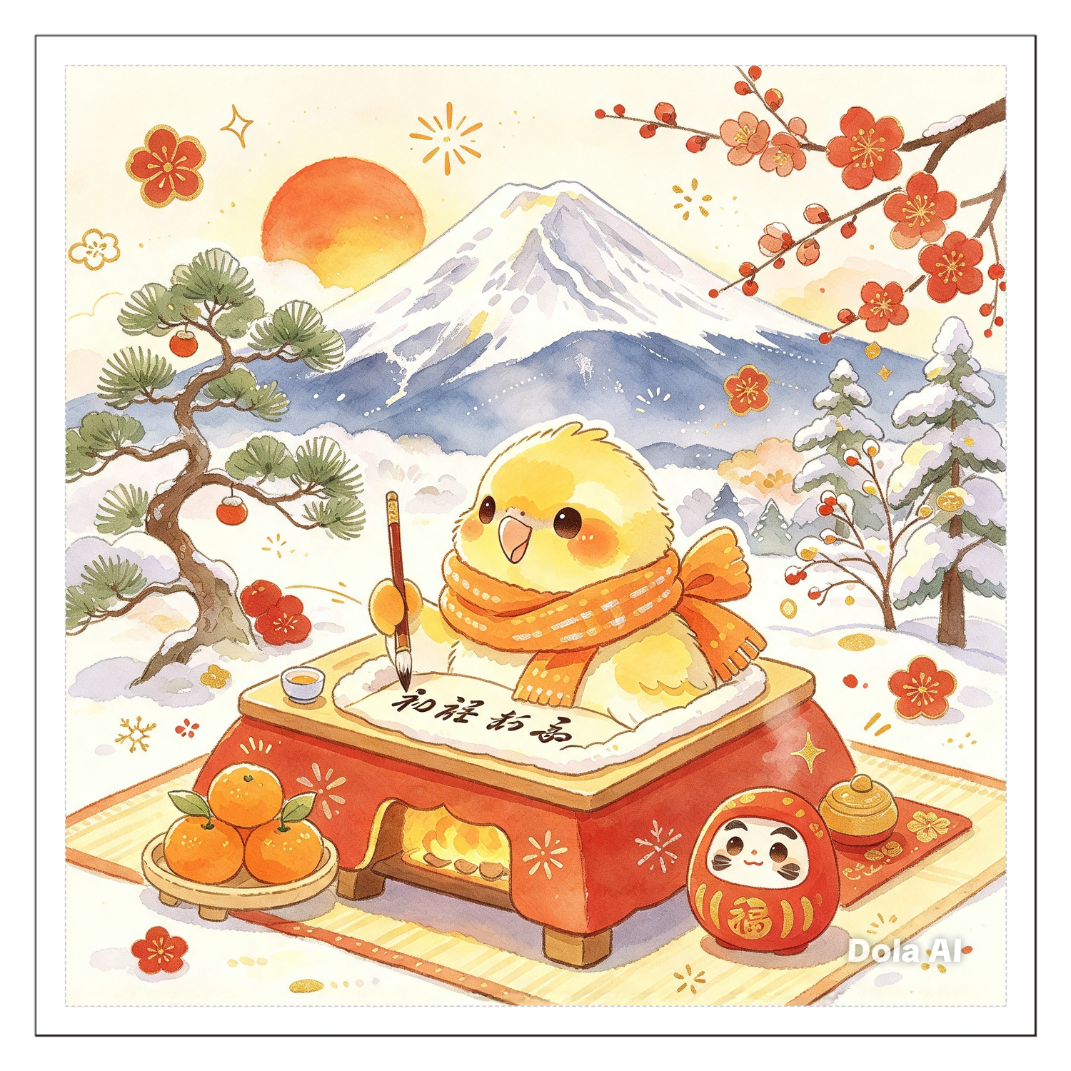 富士山とオカメインコ パネル｜urako77 - オリラボマーケット