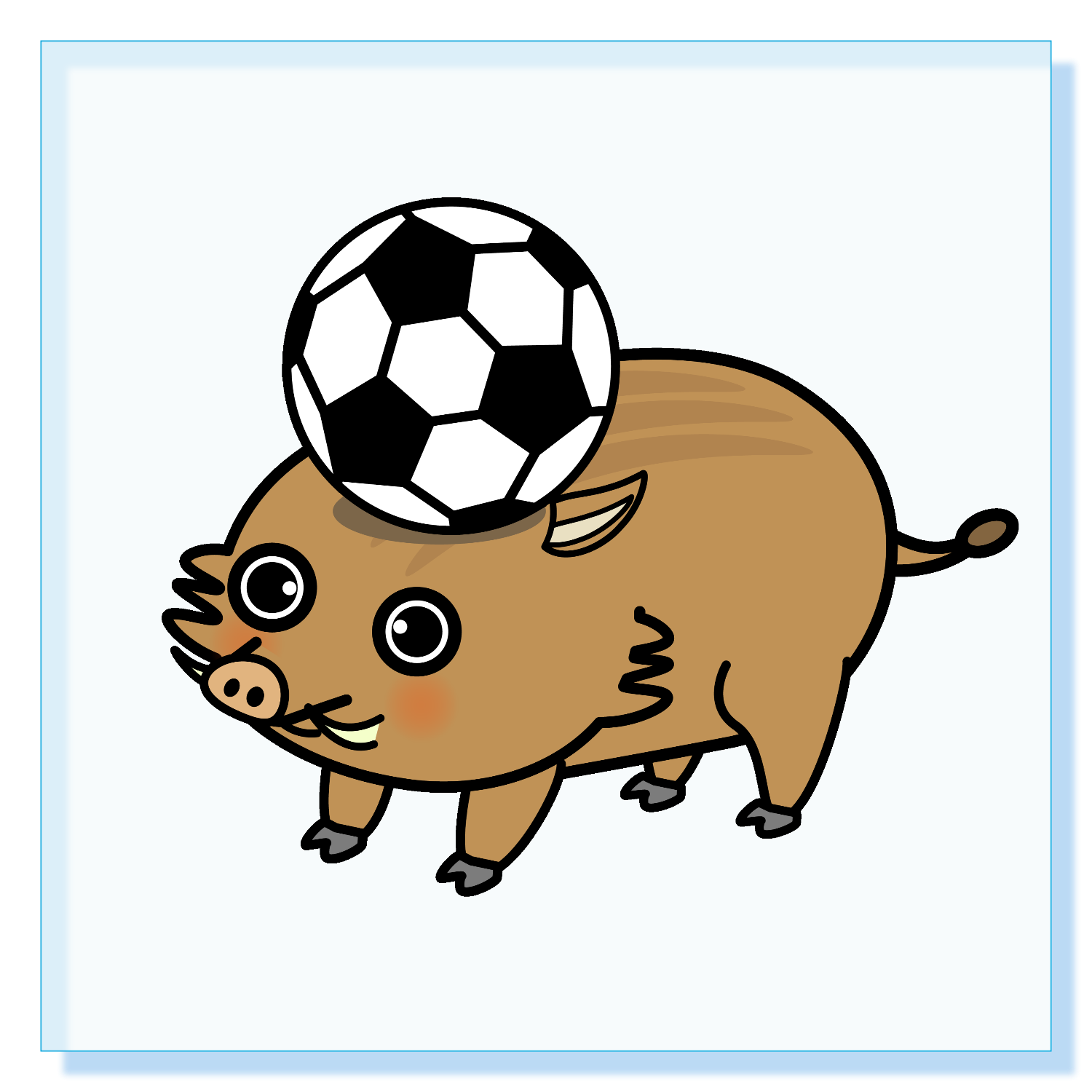 イノシシサッカー アクリルブロック (100 x 100mm)