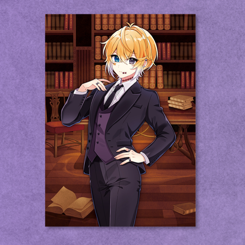 【オリラボ限定】手書きサイン入りA4サイズPPシート -黒スーツ- (受注生産) フォトカード