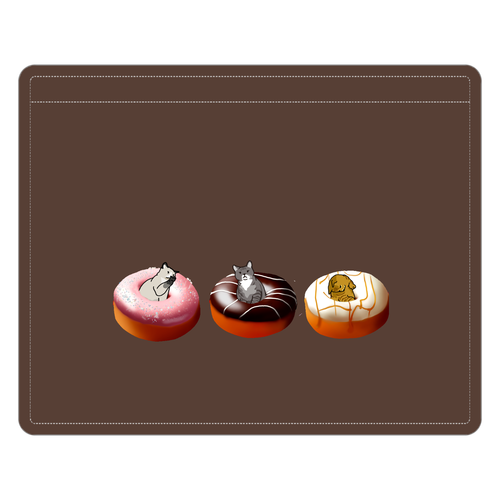 ドーナツにはまった猫 レザーＩＤカードホルダー（ネックストラップ付）