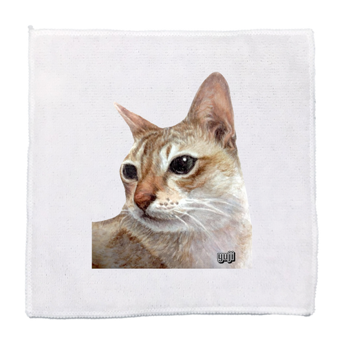 水彩画デザインハンカチ　猫 マイクロファイバーハンカチ25cm