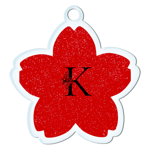 アクリルキーホルダー  桜型 赤ラメ K アクリルキーホルダー桜形 (6cm)