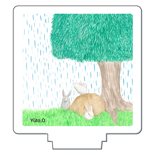 『雨宿り』アクリルスタンド アクリルフィギュア正方形(50×50mm)
