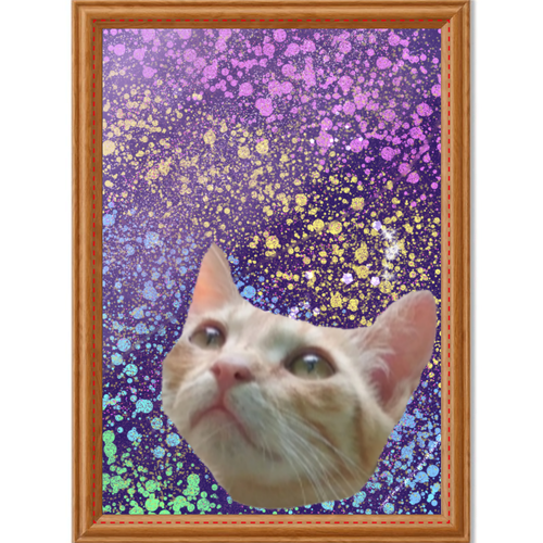 宇宙を見たかったキャット アートデザインパネル (A4 光沢紙)