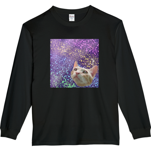 宇宙を見たかったキャット ５.６オンスヘビーウェイトLS-Tシャツ（リブ付き）