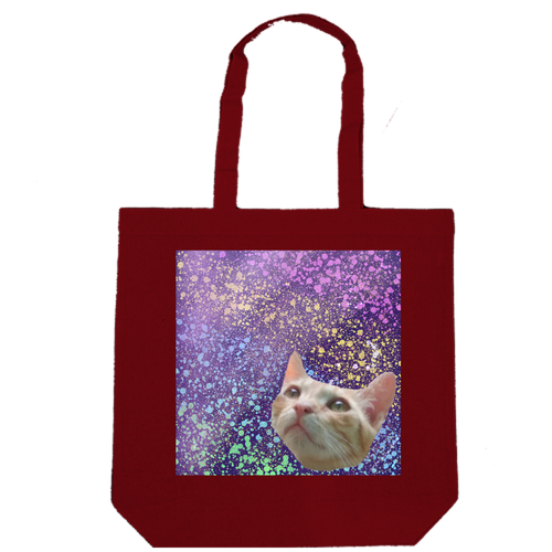 宇宙を見たかったキャット 厚手コットンマチ付トート(L)