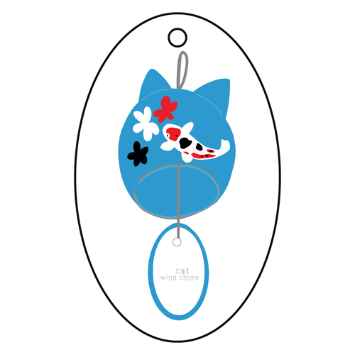 猫風鈴 アクリルキーホルダー　楕円型 (6cm)