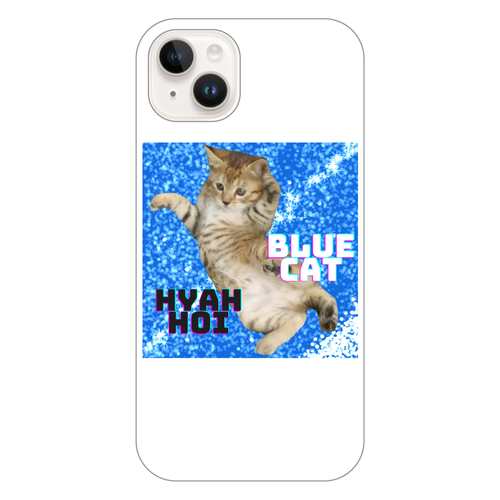 青と猫 iPhone14 Plus (白)
