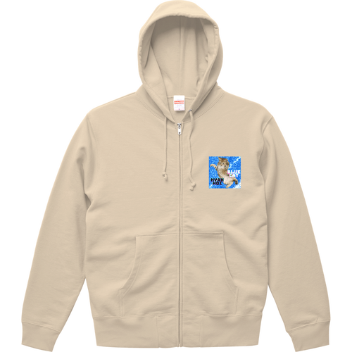 青と猫 スウェットフルジップパーカー