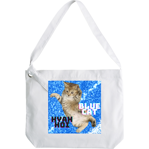 青と猫 クラフトリングショルダーバッグ