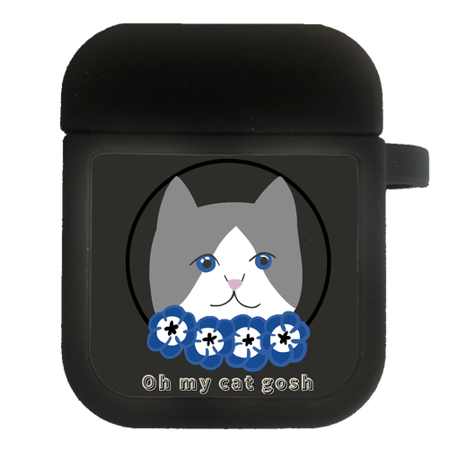 青い瞳の猫 AirPodsクリアパネルシリコンケース