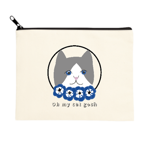 青い瞳の猫 キャンバスポーチ（Ｍ）