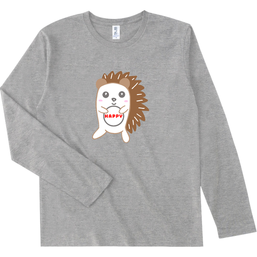 ハッピーハリネズミ スリムフィット ロングスリーブTシャツ